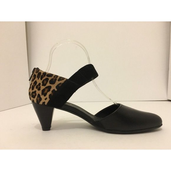 Sesto Meucci Breanne Women's Heels Black Leather Cheetah Hair Print Pumps 8.5 M - Picture 5 of 12
